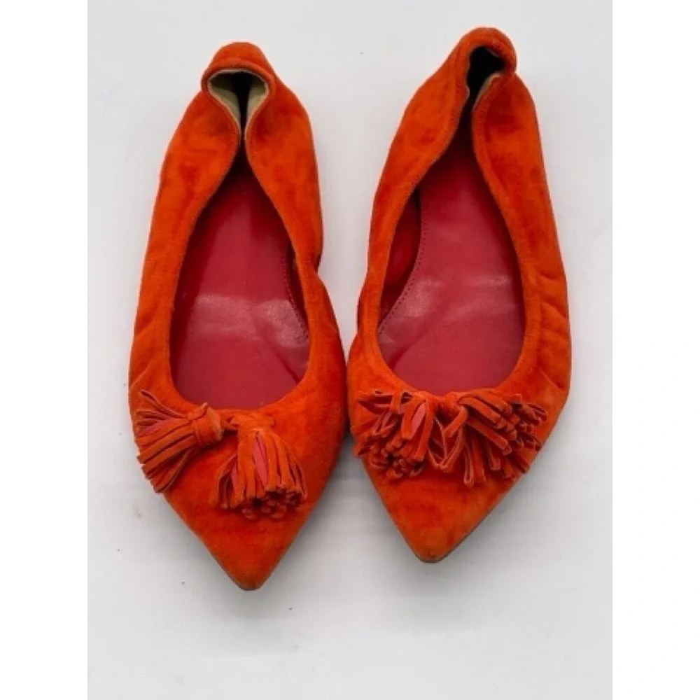 J.CREW Women's Lottie Suede Flats in Orange Size 8.5